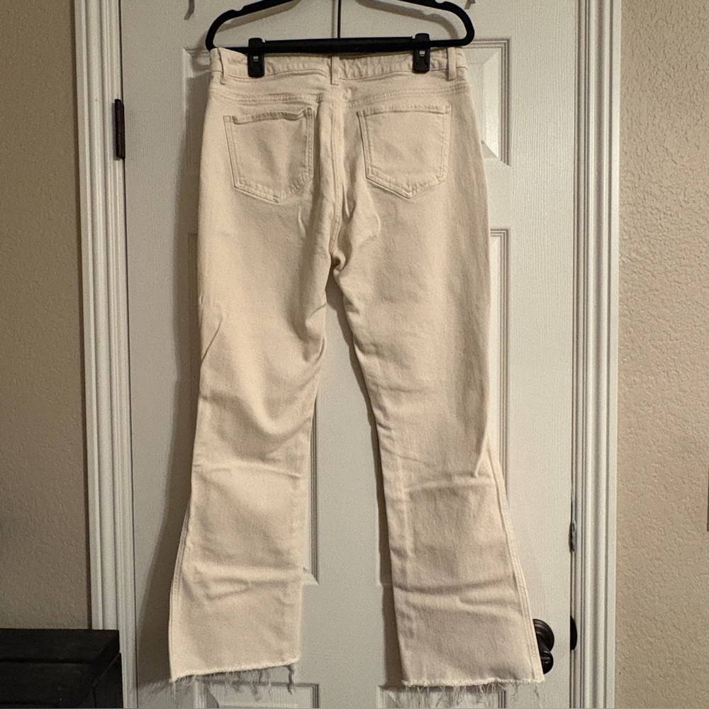 J. Jill Denim Natural Cotton Blend Modern Slim Bootcut Raw Hem Jeans WOMENS 14 - Picture 2 of 6
